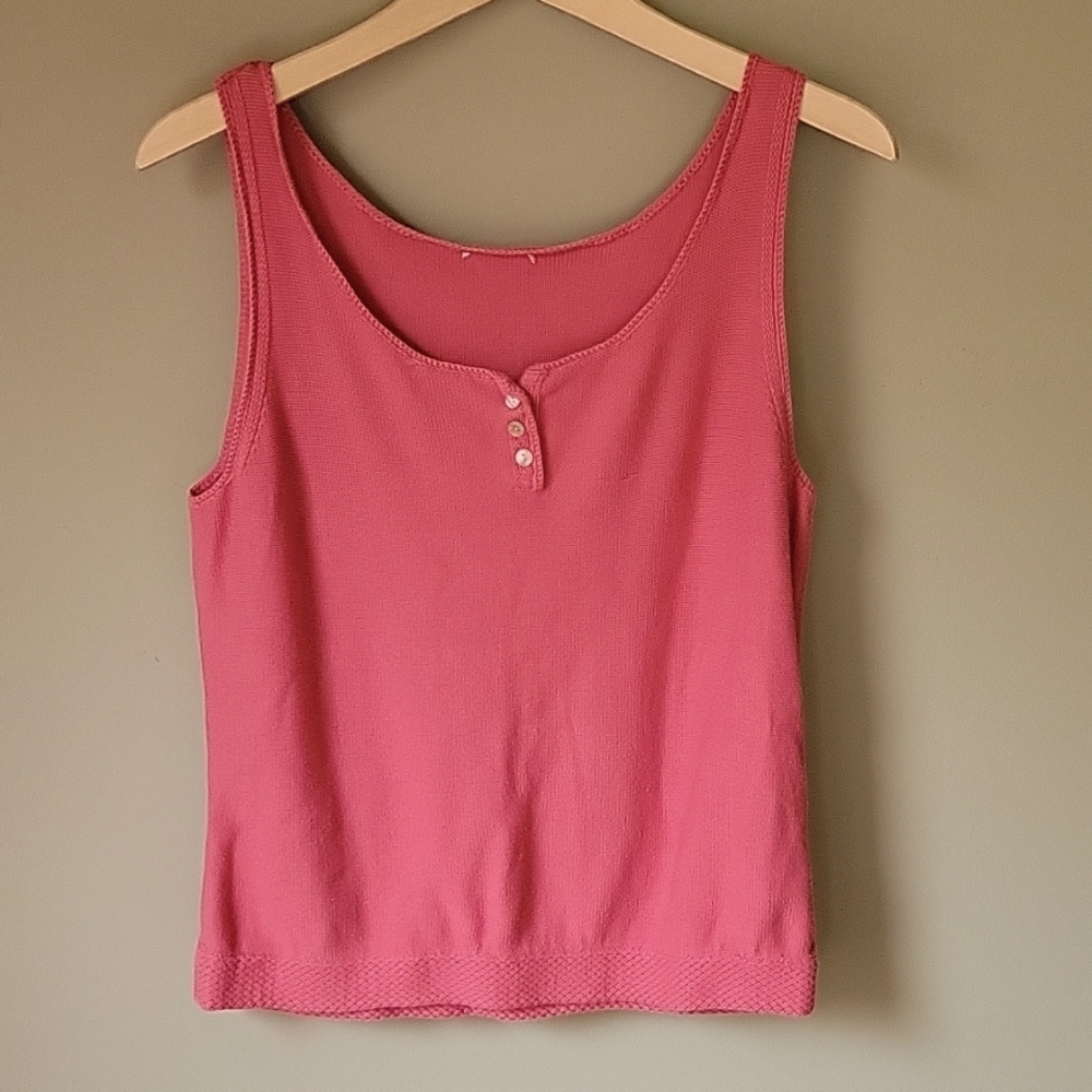 Sleeveless lightweight knit sweater tank in Melon